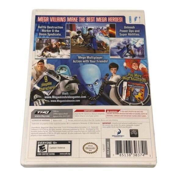Megamind Mega Team Unite Nintendo Wii Video Game Complete THQ DreamWorks Kids Ac - Picture 8 of 8